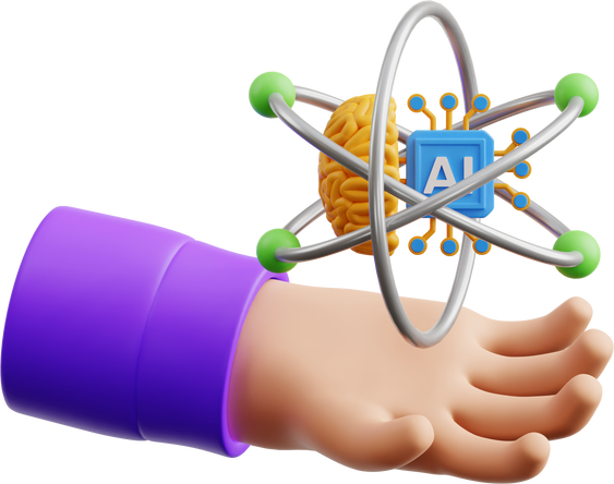 3D Artificial Intelligence in Hand Illustration